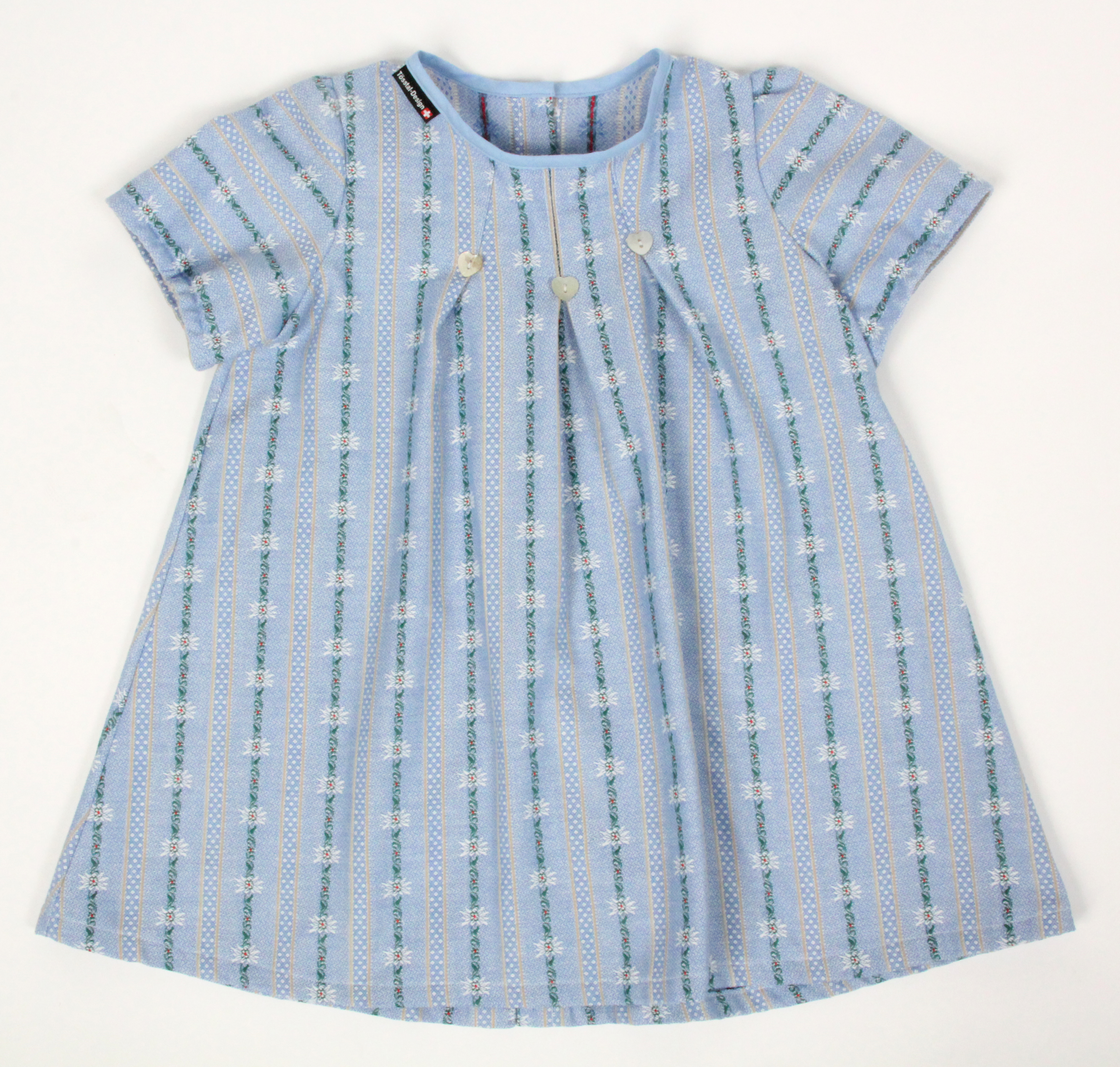 Edelweiss Kinderkleid hellblau, Rückenverschluss, CH Prod.