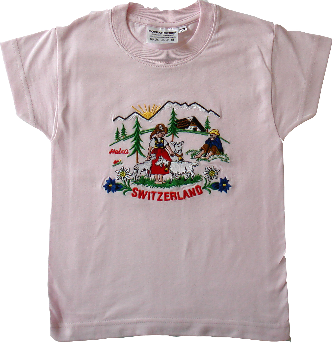 Heidi Shirt Kind, gesticktes Alp Motiv, div. Farben