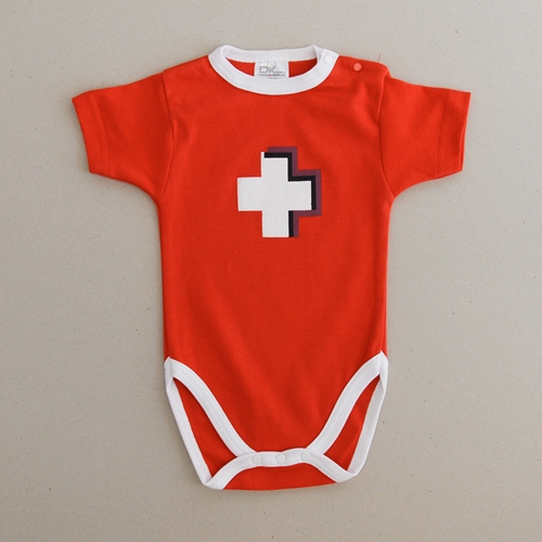 Baby Body rot mit CH Kreuz, Kurzarm