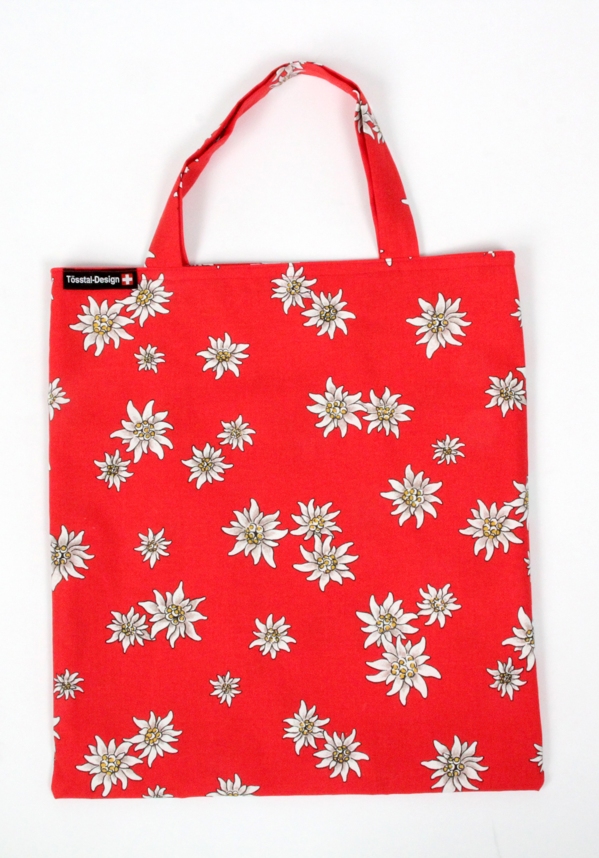 Einkaufstasche Stoff uni mit Edelweiss, Tösstal-Design